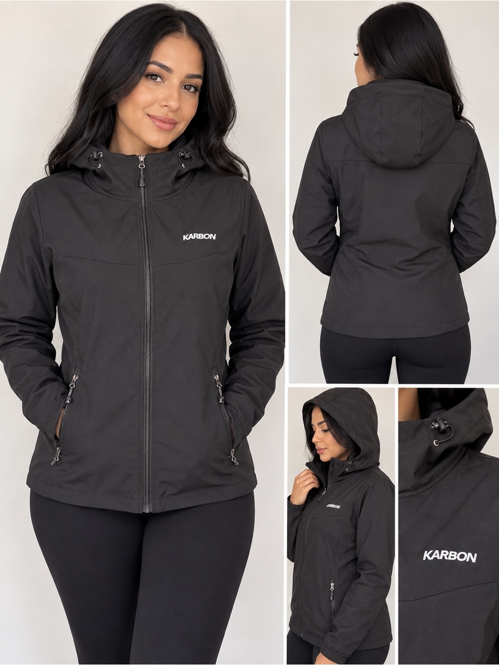 Karbon Women's Black Hooded Ski Jacket